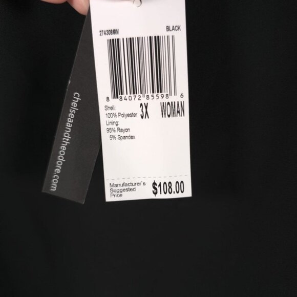 NWT‎ CHELSEA & THEODORE Black Shift Lined Dress Attached Shall 2743086W Size 3X - Picture 10 of 10